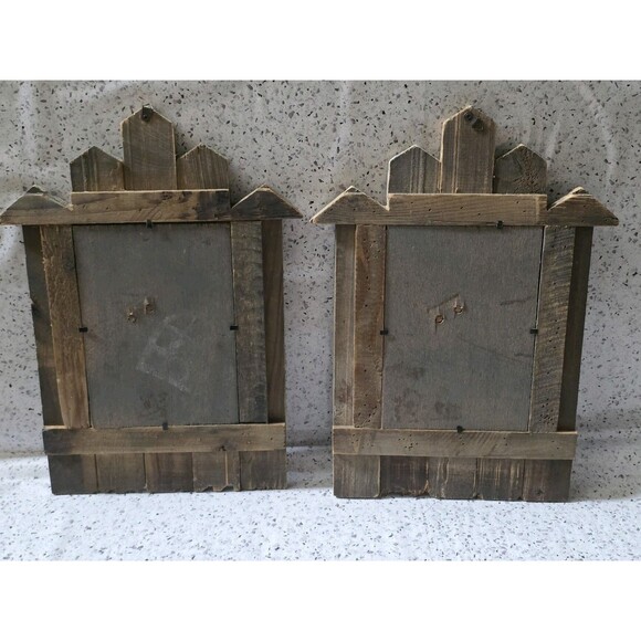 2x Barnyard Reclaimed Rustic Wood Photo Frame Primitive Set 7"x6" Farmhouse Pic - Picture 11 of 16